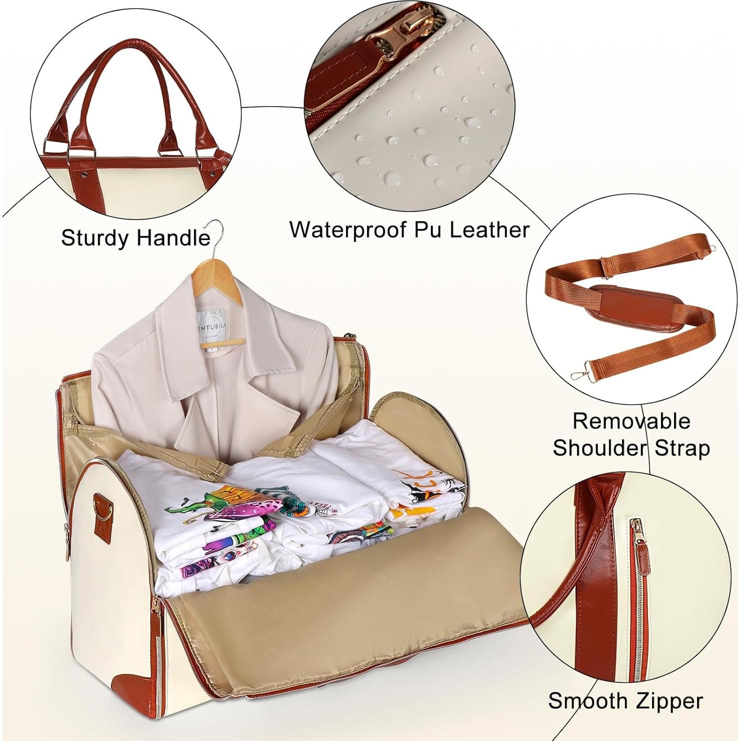 Bolsa de Viaje Duffle Geestock 2 en 1 para Mujeres Beige