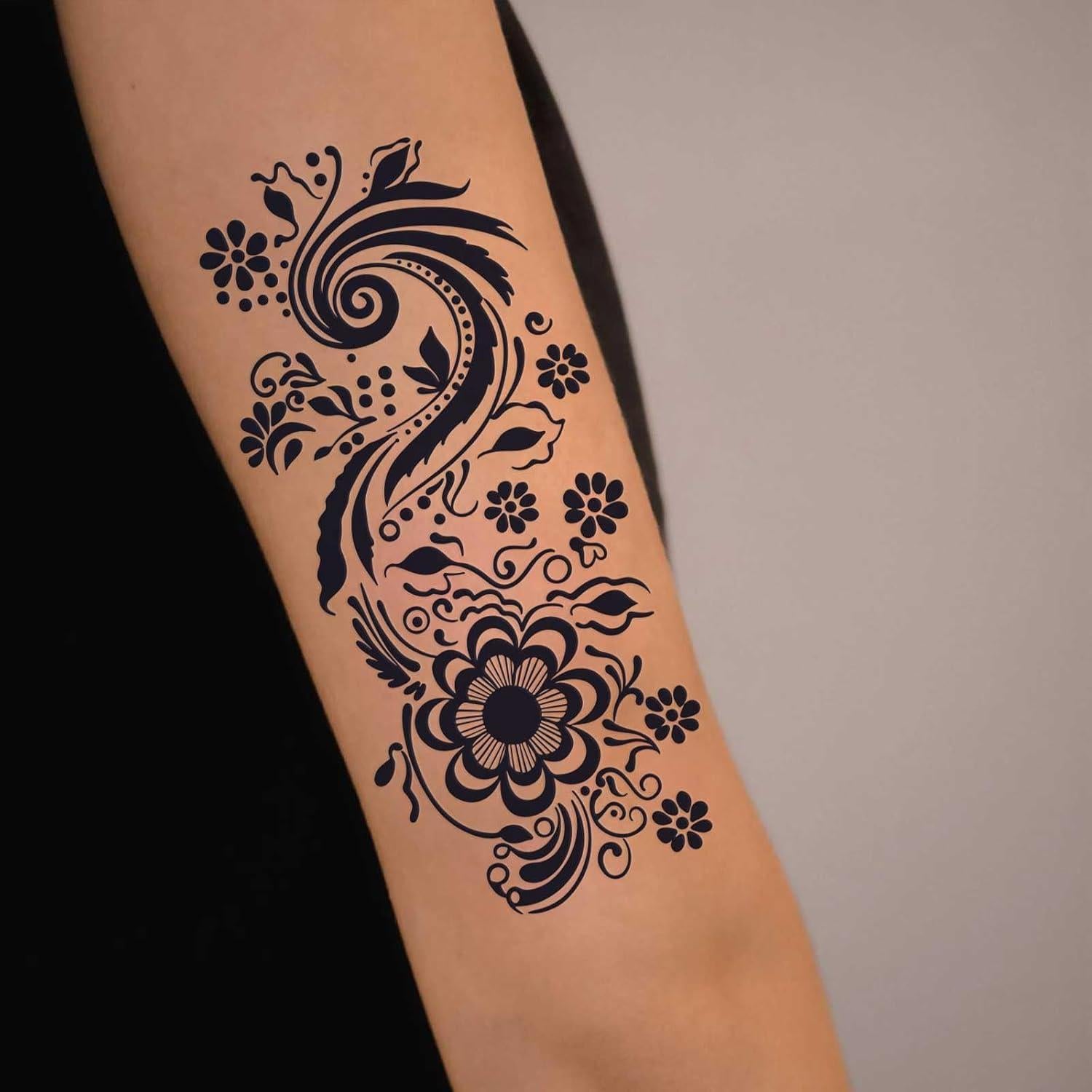 10 Hojas Tatuajes Temporales Henna Negra FUNTATTOO