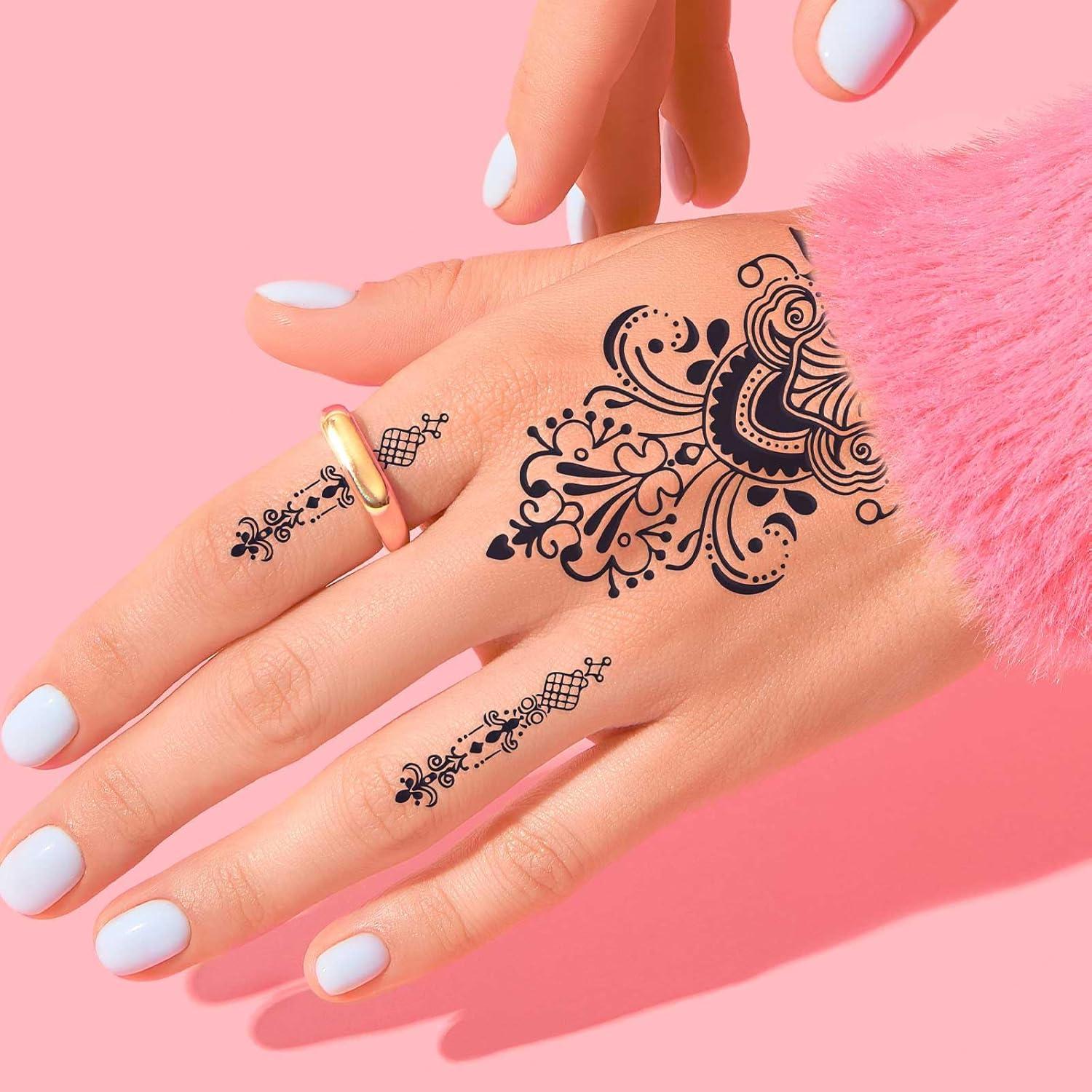 10 Hojas Tatuajes Temporales Henna Negra FUNTATTOO