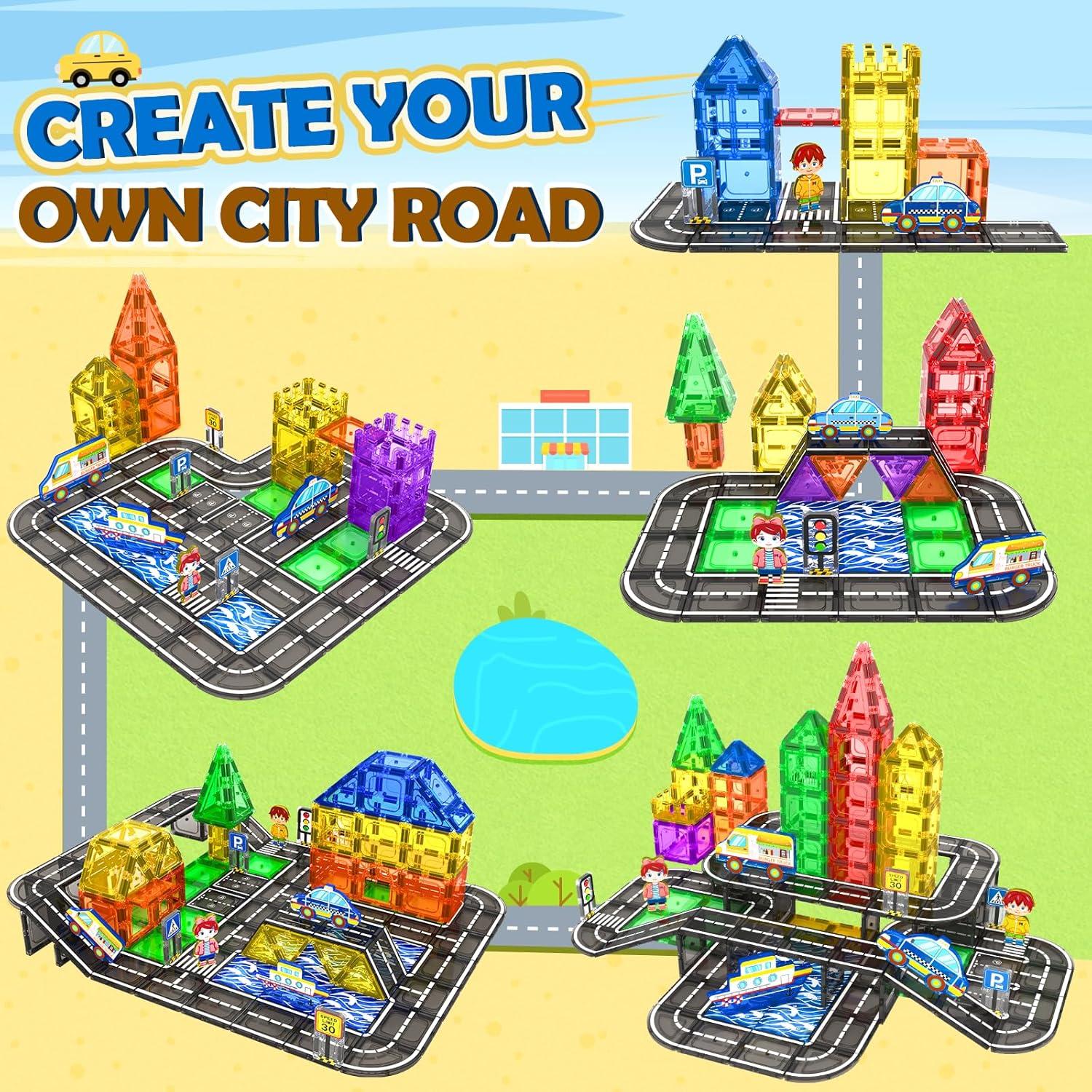 Juego de carretera magnético 112 piezas IGIVI para niños