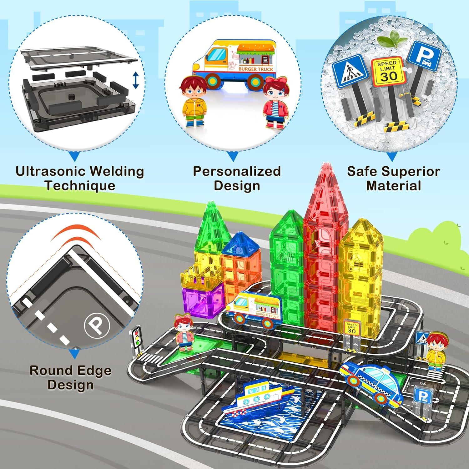Juego de carretera magnético 112 piezas IGIVI para niños