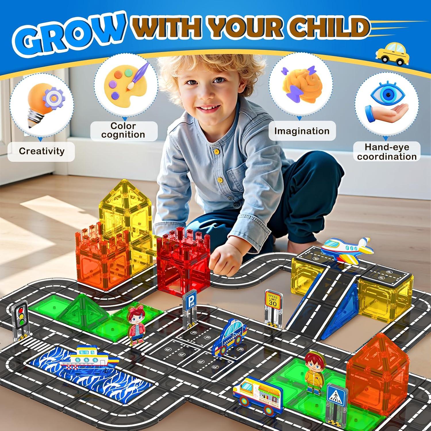 Juego de carretera magnético 112 piezas IGIVI para niños