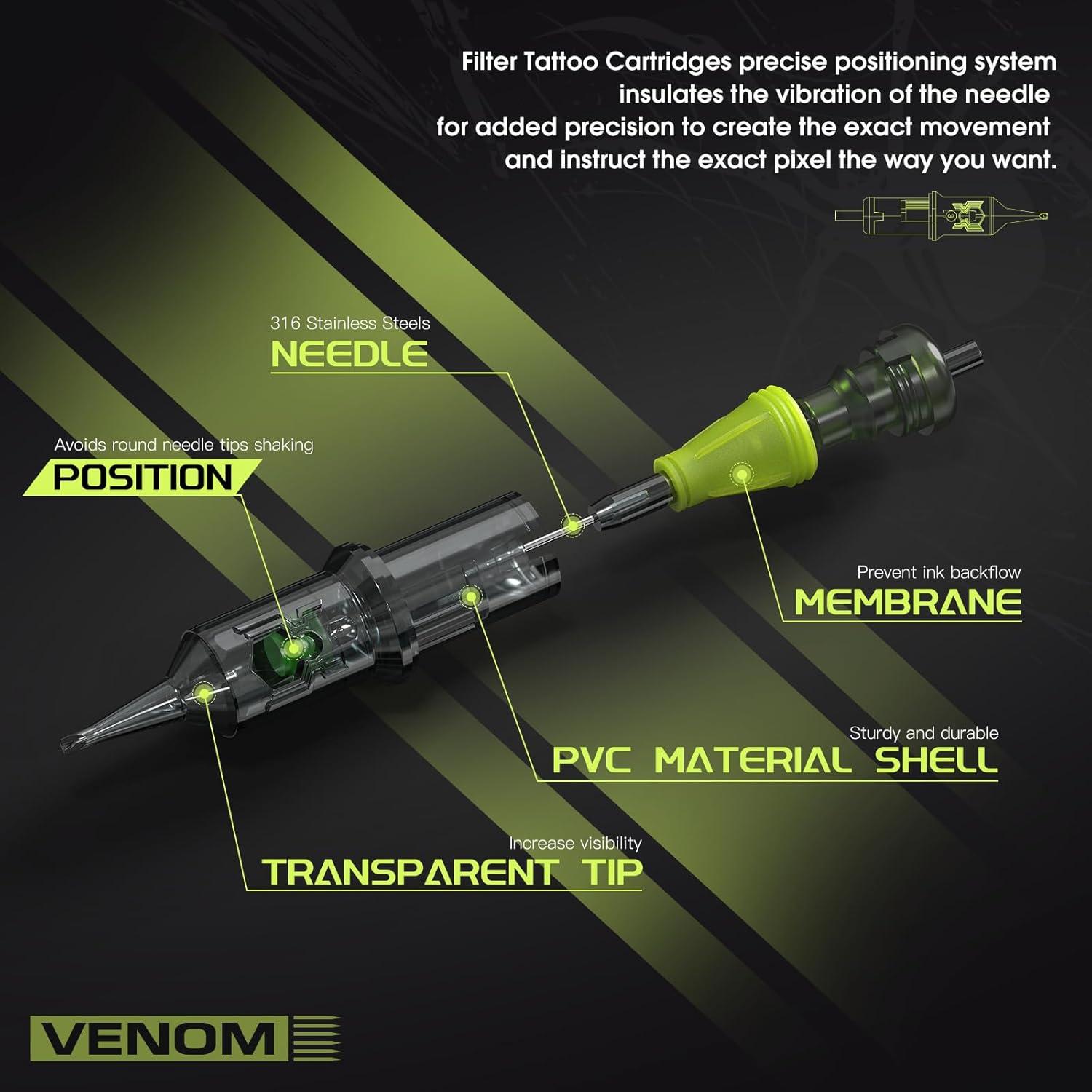 Agujas de Cartucho para Tatuaje Venom 1007RL - Desechables 127g