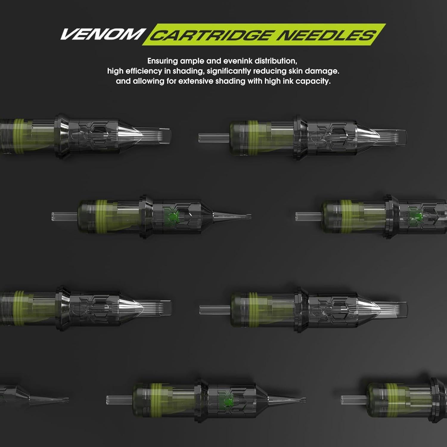 Agujas de Cartucho para Tatuaje Venom 20Pcs #04 0.18MM Liner