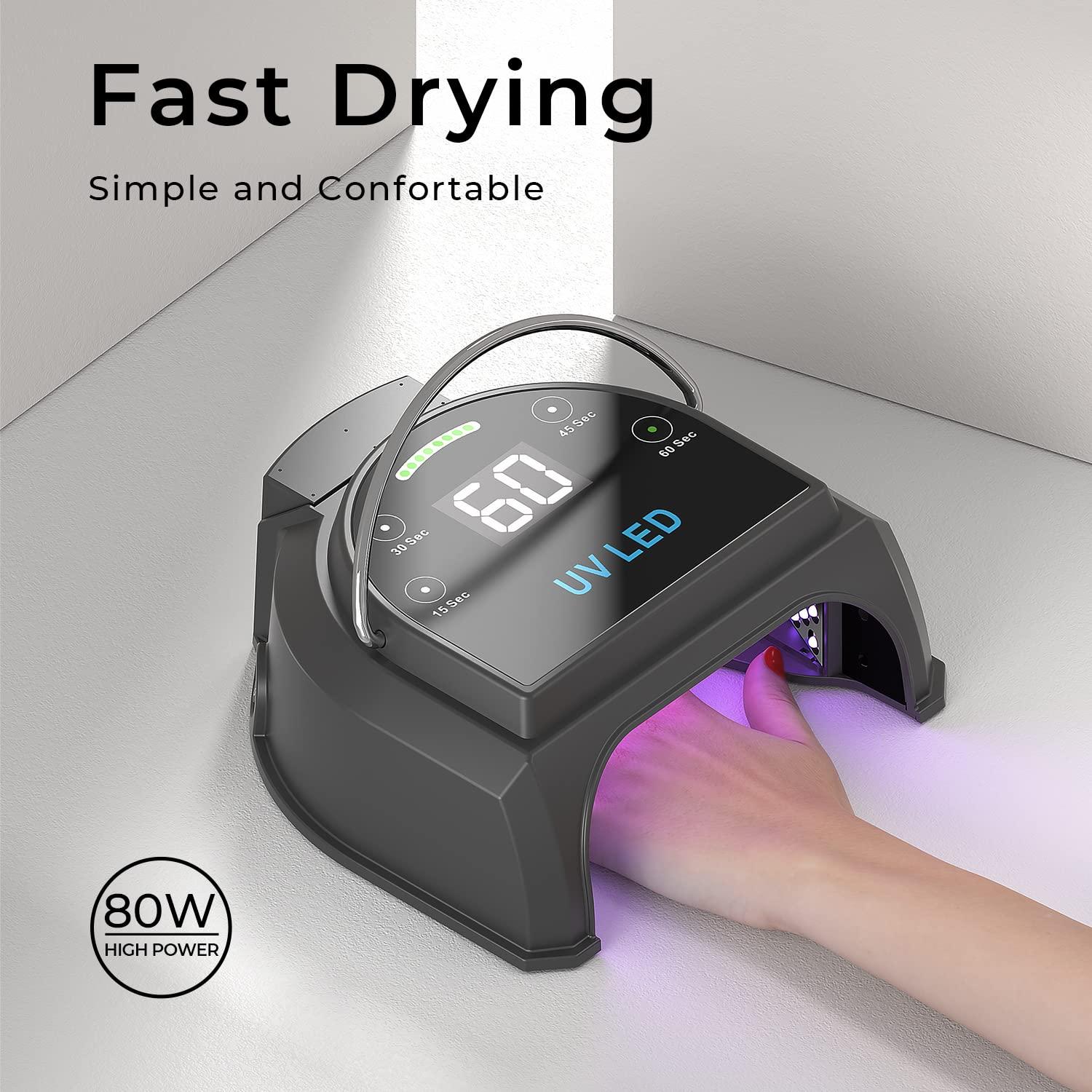 Lámpara de Uñas UV LED Gelpal 80W Inalámbrica Portátil Negra