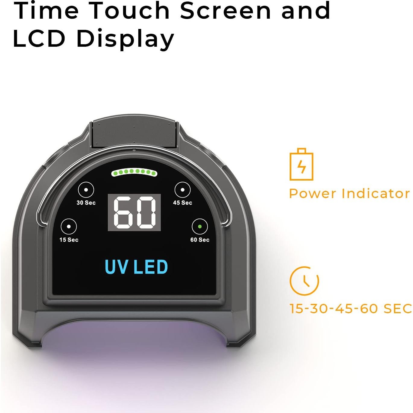 Lámpara de Uñas UV LED Gelpal 80W Inalámbrica Portátil Negra