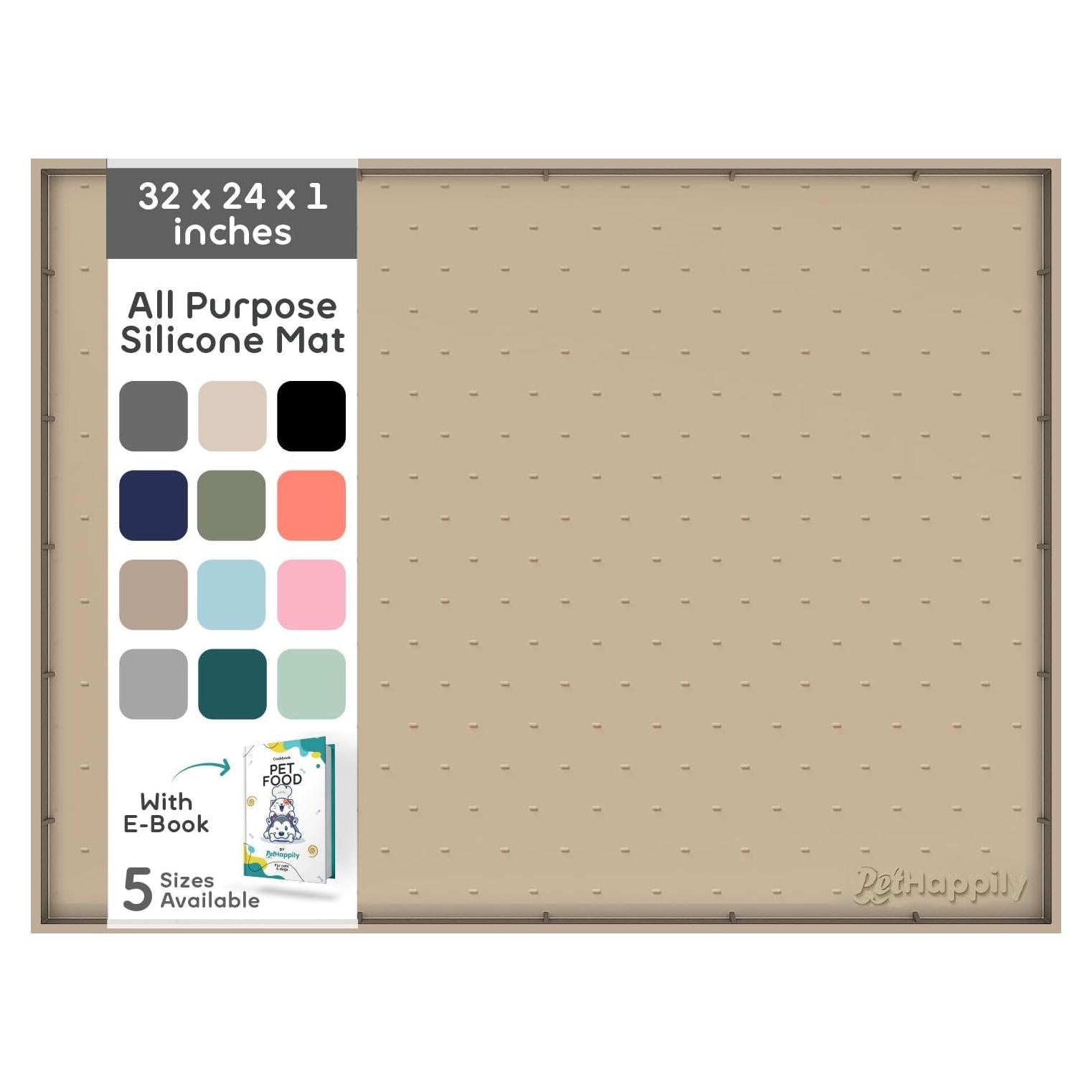 Alfombrilla para Comida de Perro PETHAPPILY XL Beige 81x61cm