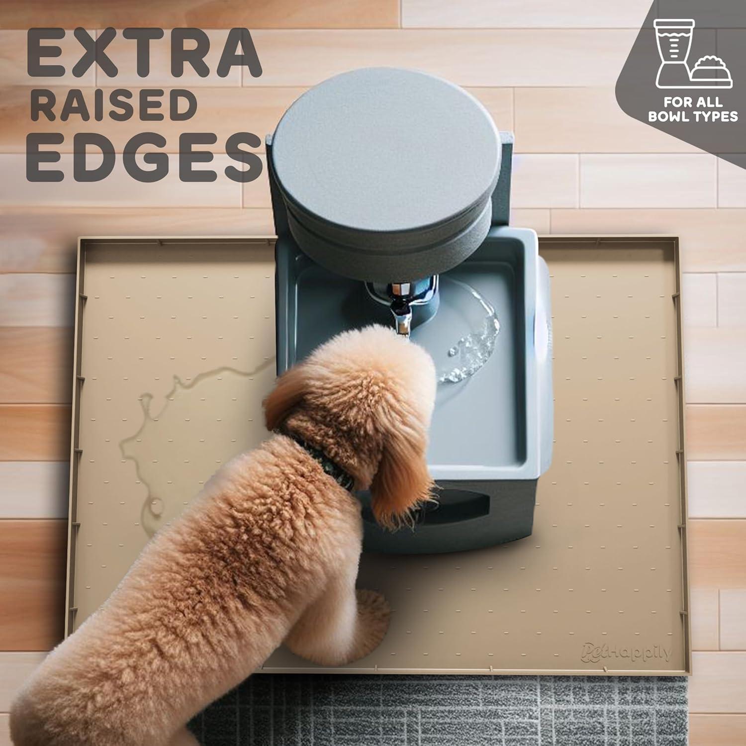 Alfombrilla para Comida de Perro PETHAPPILY XL Beige 81x61cm