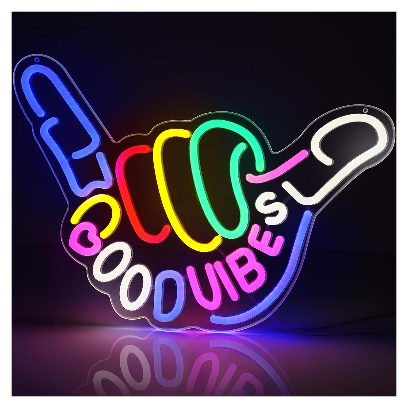 Letrero de Neón Buenas Vibras LED Niubility 43.2x33 cm