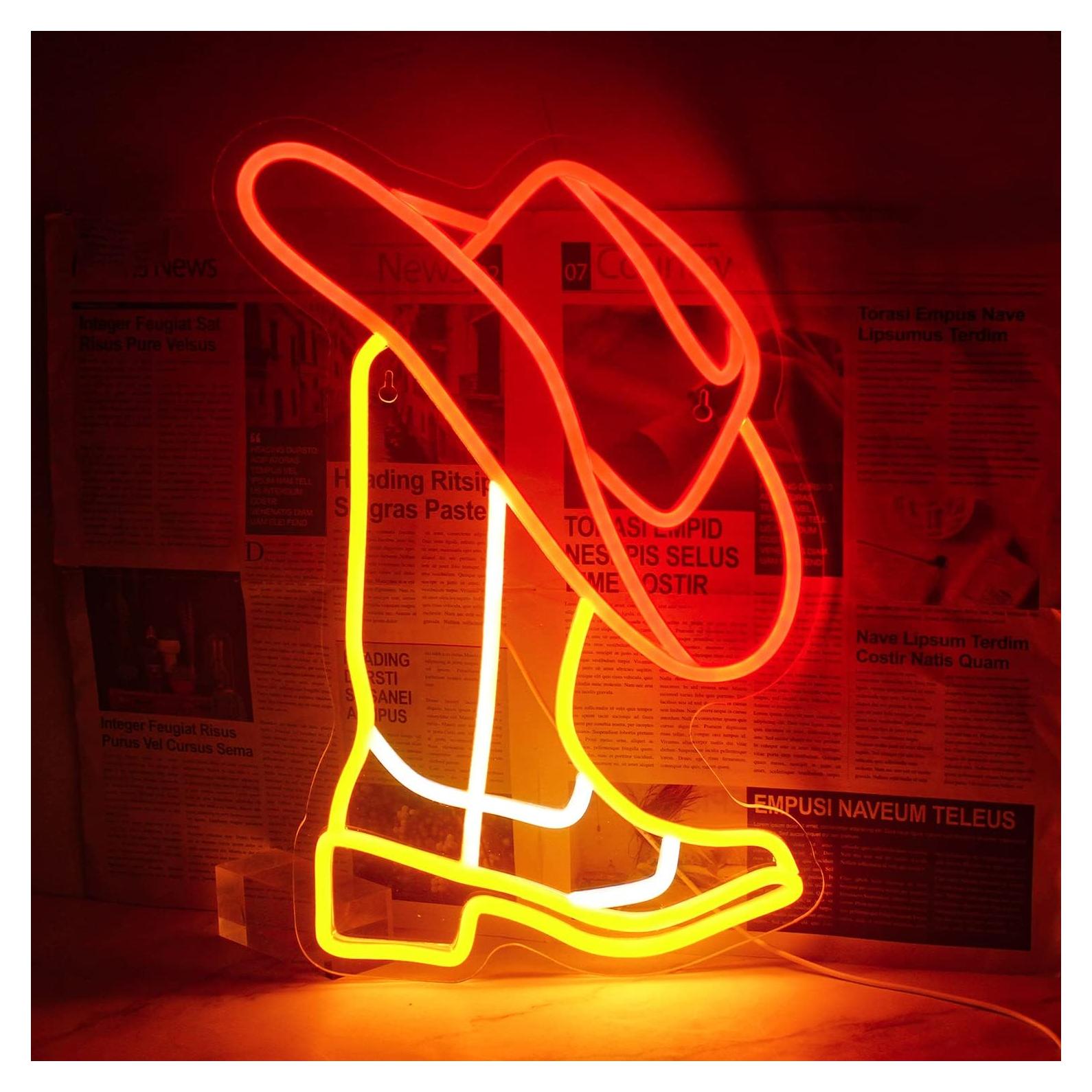 Cartel de Neón LED Horseneon Sombrero y Botas Vaquero 42x32cm