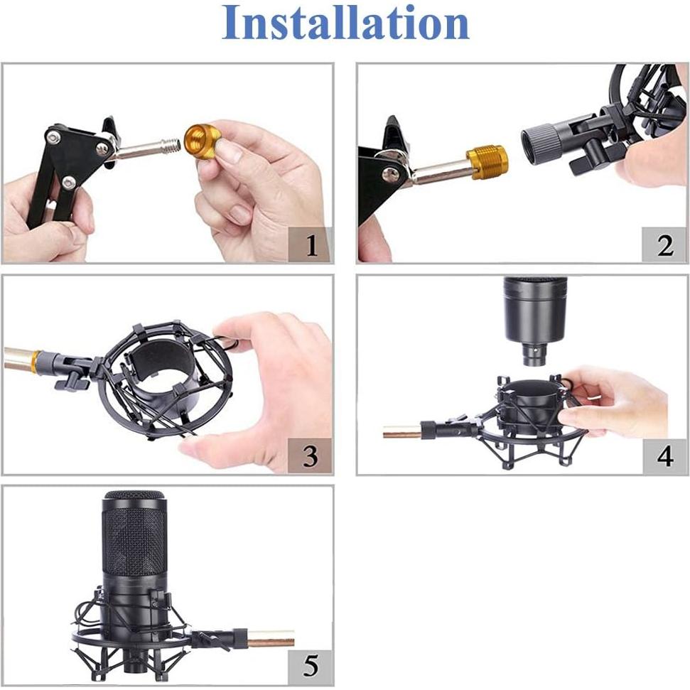 Soporte de micrófono Etubby 42-47mm con adaptador de tornillo