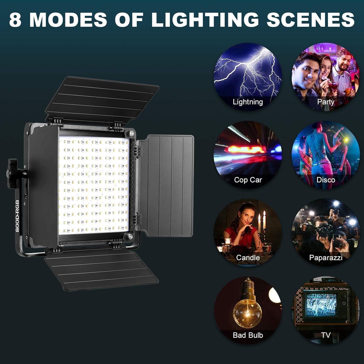 Luz de Video LED RGB GVM 800D con Control APP 3200-5600K