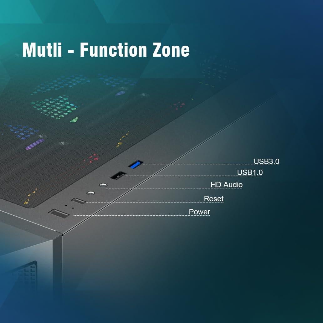 Caja de PC RUIX CV103 Mid-Tower ATX con 4 Ventiladores RGB