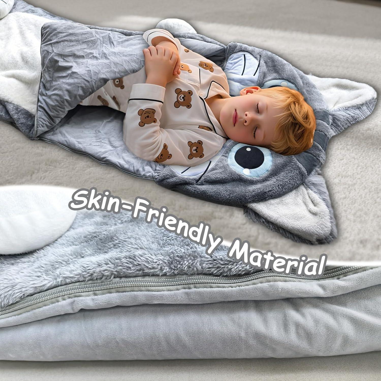 Saco de dormir Micling gris gato para niños 3-12 años