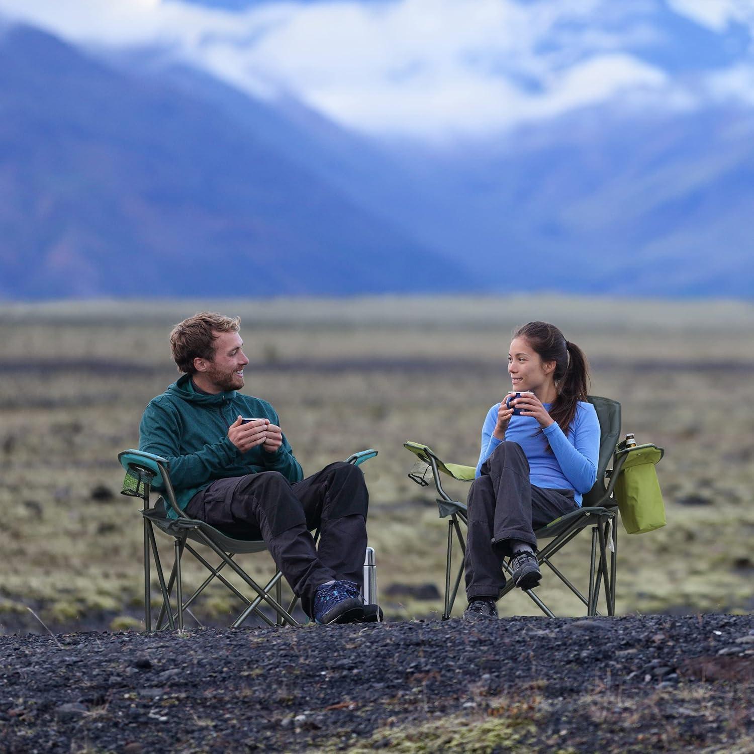 Silla de Camping Plegable VILLEY Azul Soporta 204 kg con Enfriador