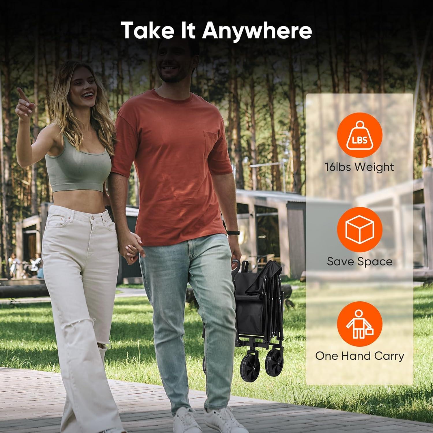 Carro de Playa Plegable Naturehike 300kg con Ruedas Todo Terreno