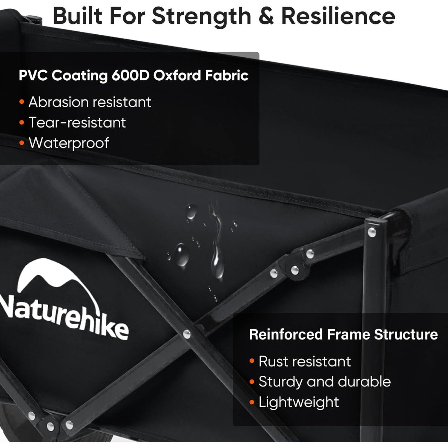 Carro de Playa Plegable Naturehike 300kg con Ruedas Todo Terreno