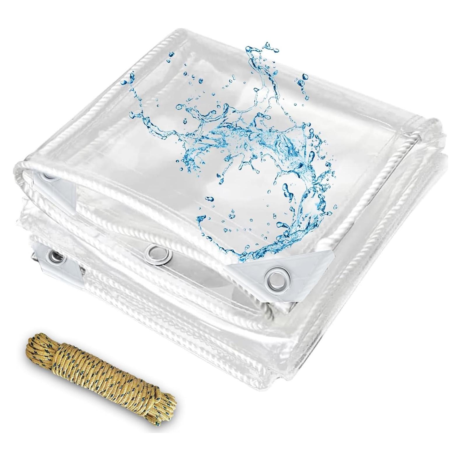 3 x 6 FT Clear Tarps Heavy Duty PVC Vinyl 14 Mil Thick Tarpaulin Glass Tarpaulin with Metal Grommets, Protects Against Water, Tear, Cold Weather Resistan for Greenhouse Balcony Garden