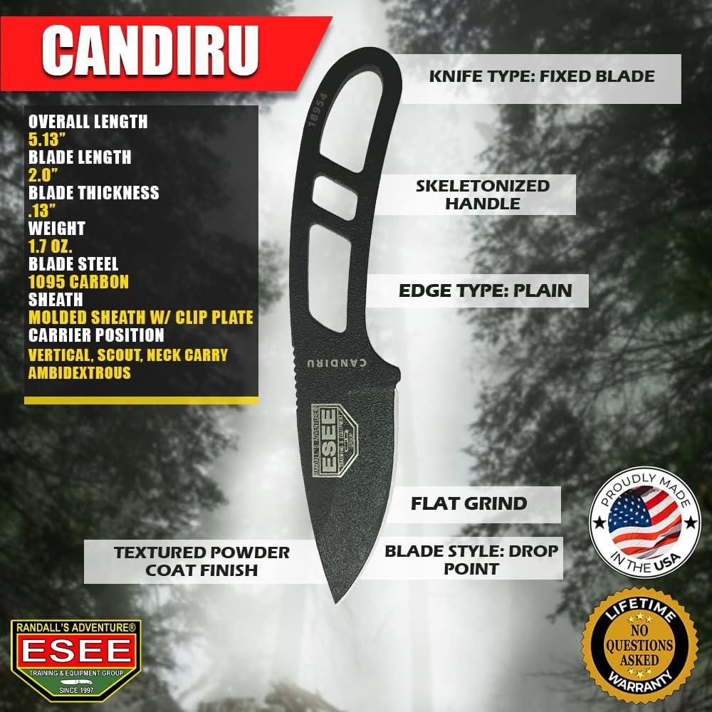 Cuchillo Táctico ESEE Candiru 13cm Acero Carbono con Funda