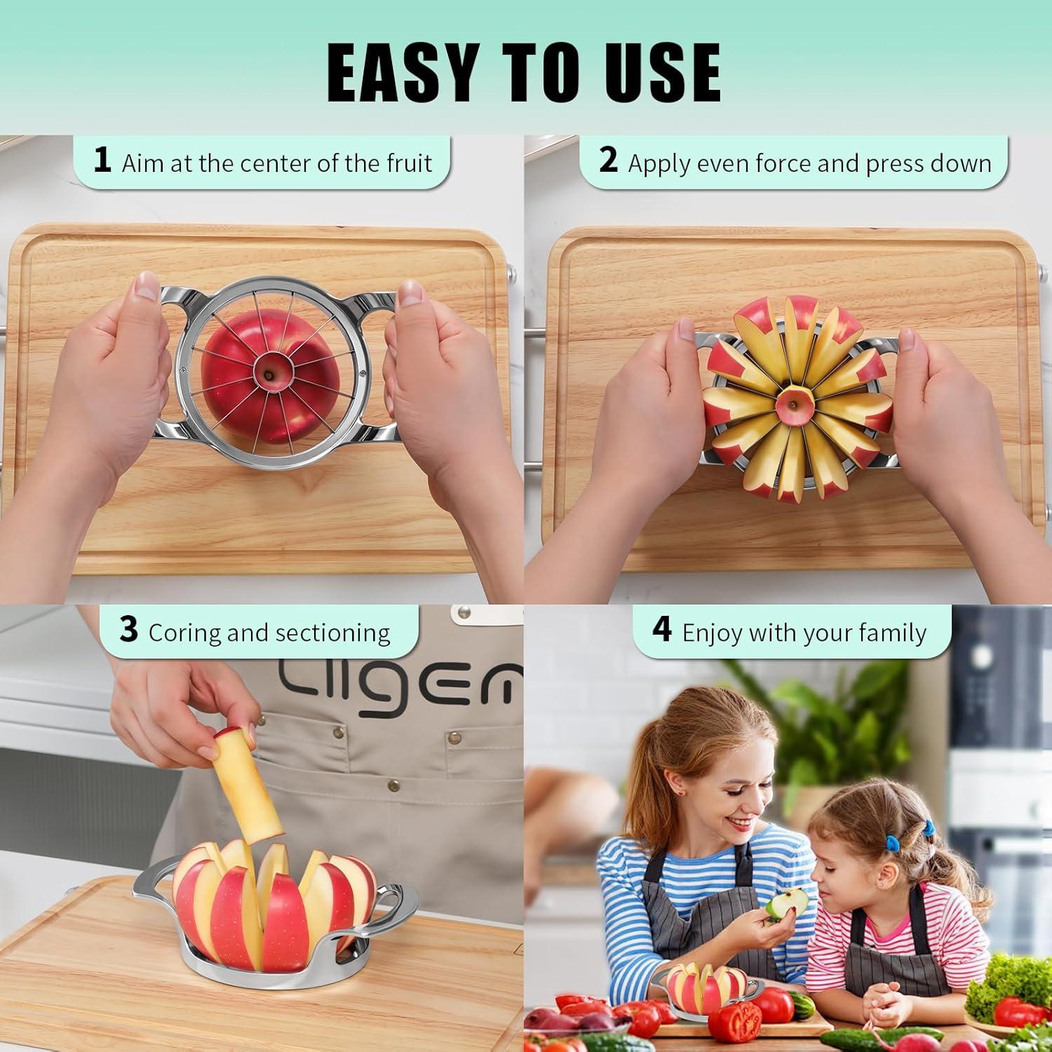 Cortador de Manzanas LIIGEMI con 12 Cuchillas de Acero Inoxidable