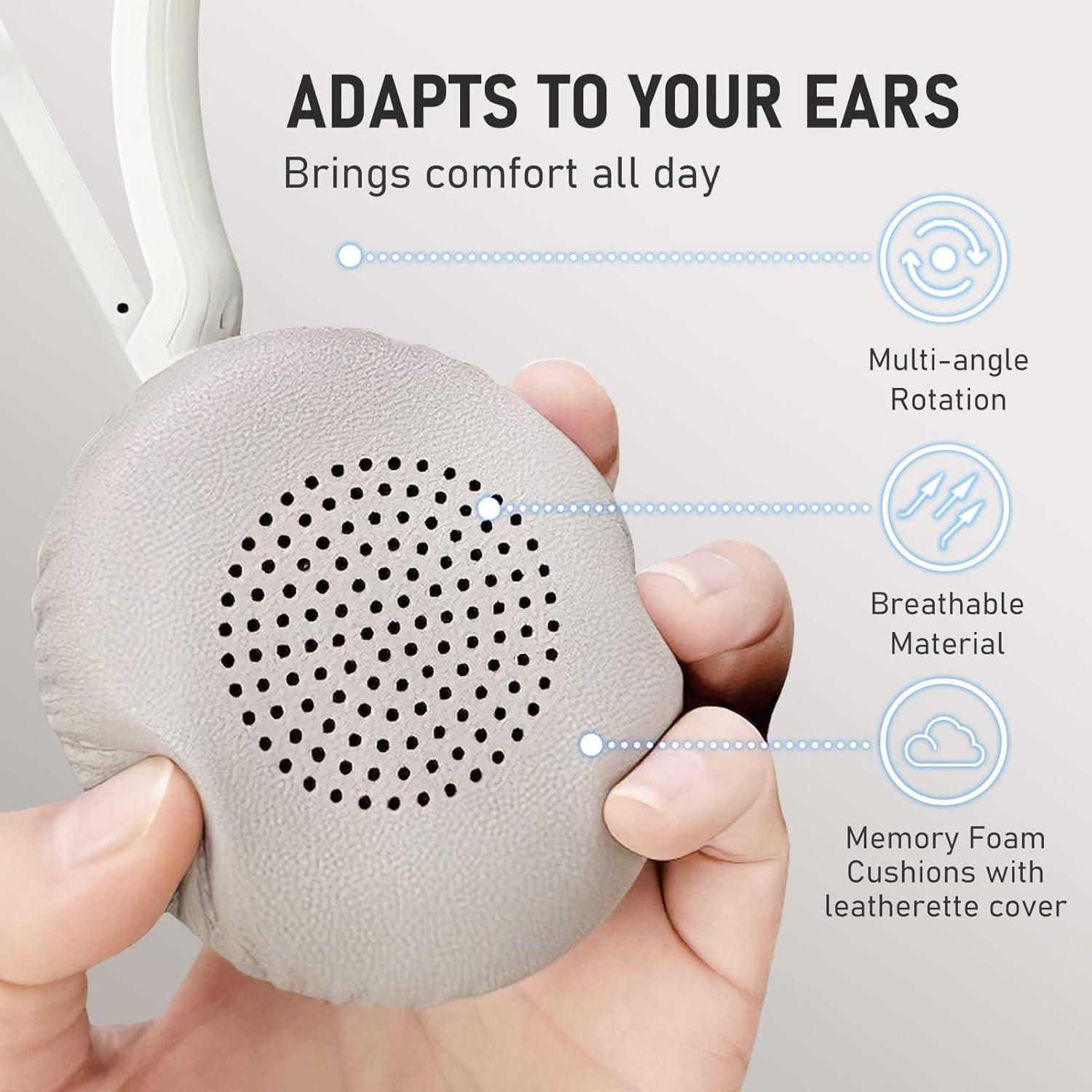 Wireless Headset with Mic for Work, Bluetooth Headset Mic Mute & USB Dongle, 45H+ Wireless Headphones with Microphone Noise Canceling & Charging Dock for Work/Office/PC/Meeting/MS Teams