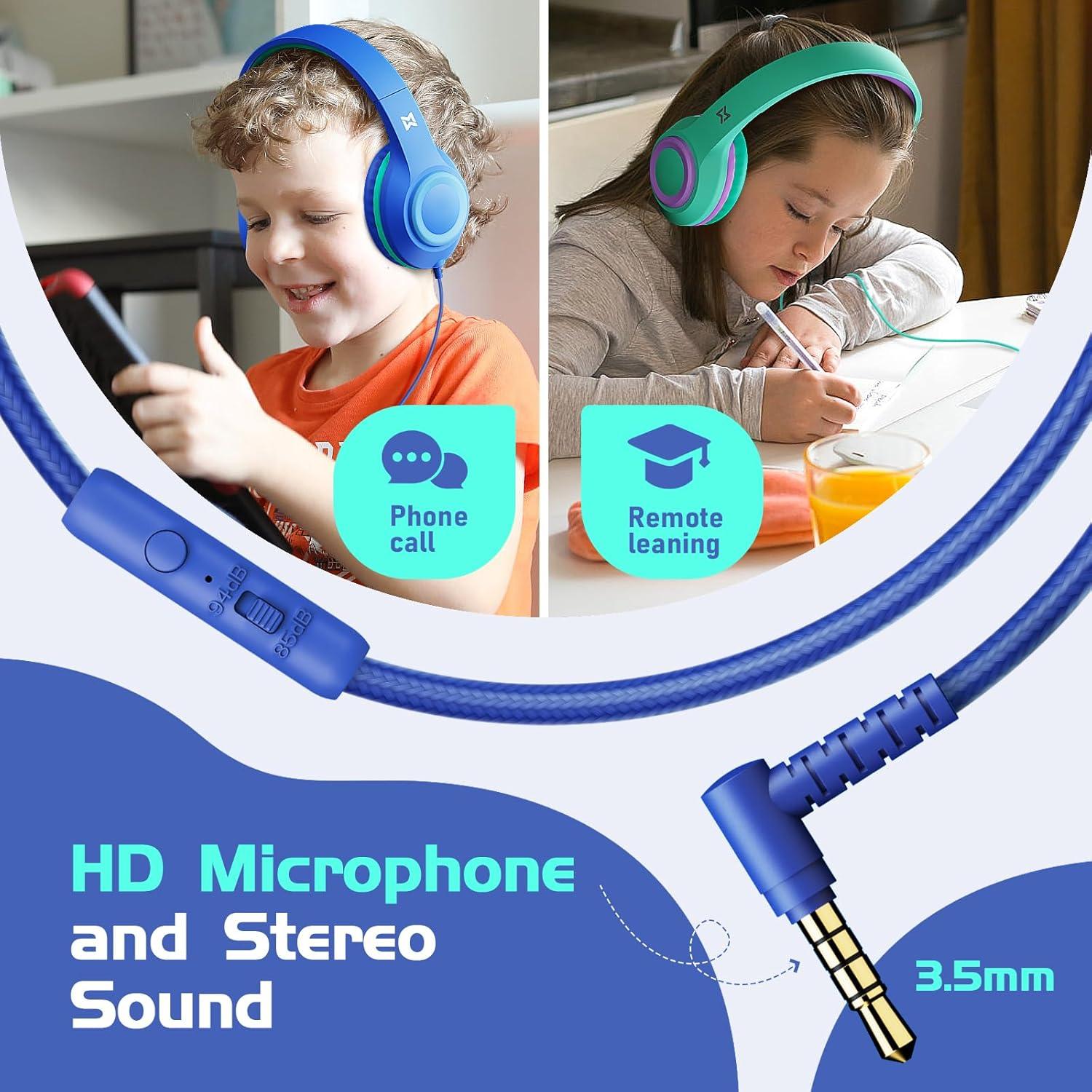 Auriculares para Niños Mevoix AB096-L con Micrófono 94dB Azul