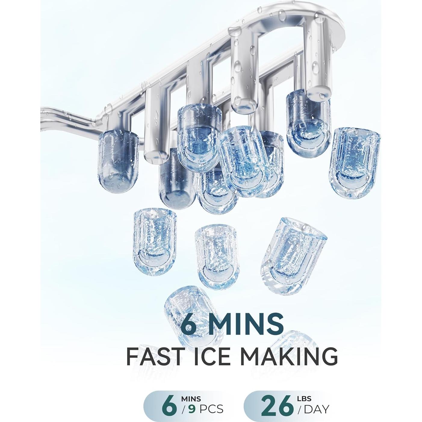 Máquina de Hielo Portátil ecozy IM-BS260C 9 Cubos en 6 Min
