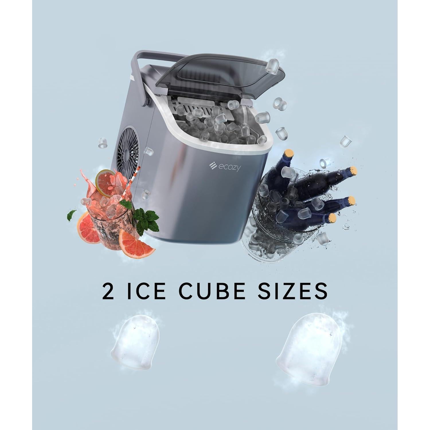 Máquina de Hielo Portátil ecozy IM-BS260C 9 Cubos en 6 Min