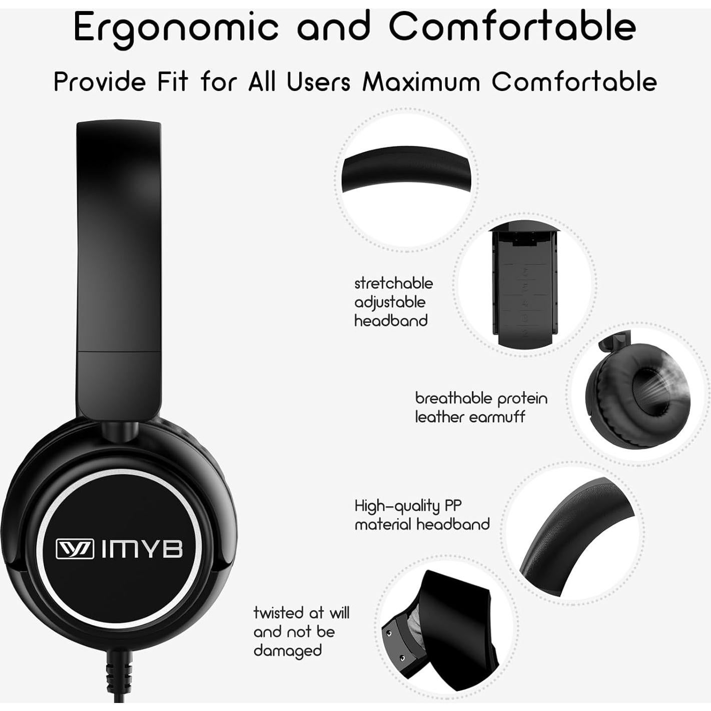 Auriculares IMYB para Niños V1 Plegables 40mm Negro