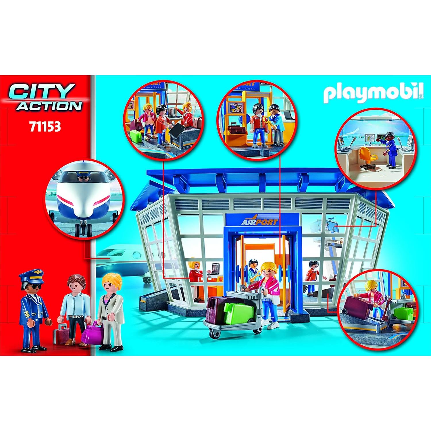 PLAYMOBIL Aeropuerto City Action 71153 con Avión 146 Piezas