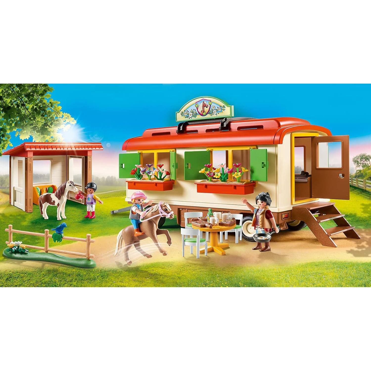 Refugio de Ponys PLAYMOBIL con Casa Móvil 34x19cm