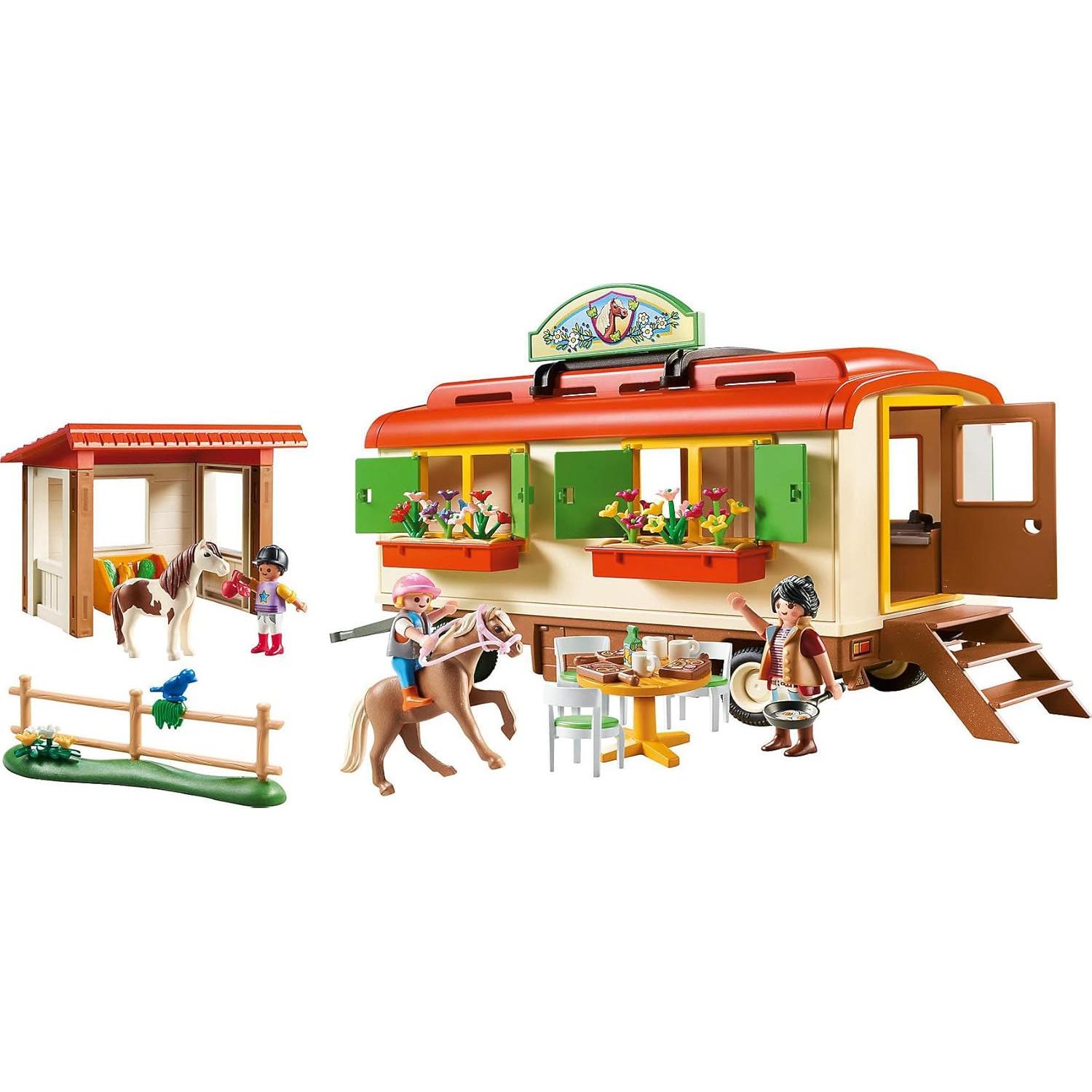Refugio de Ponys PLAYMOBIL con Casa Móvil 34x19cm