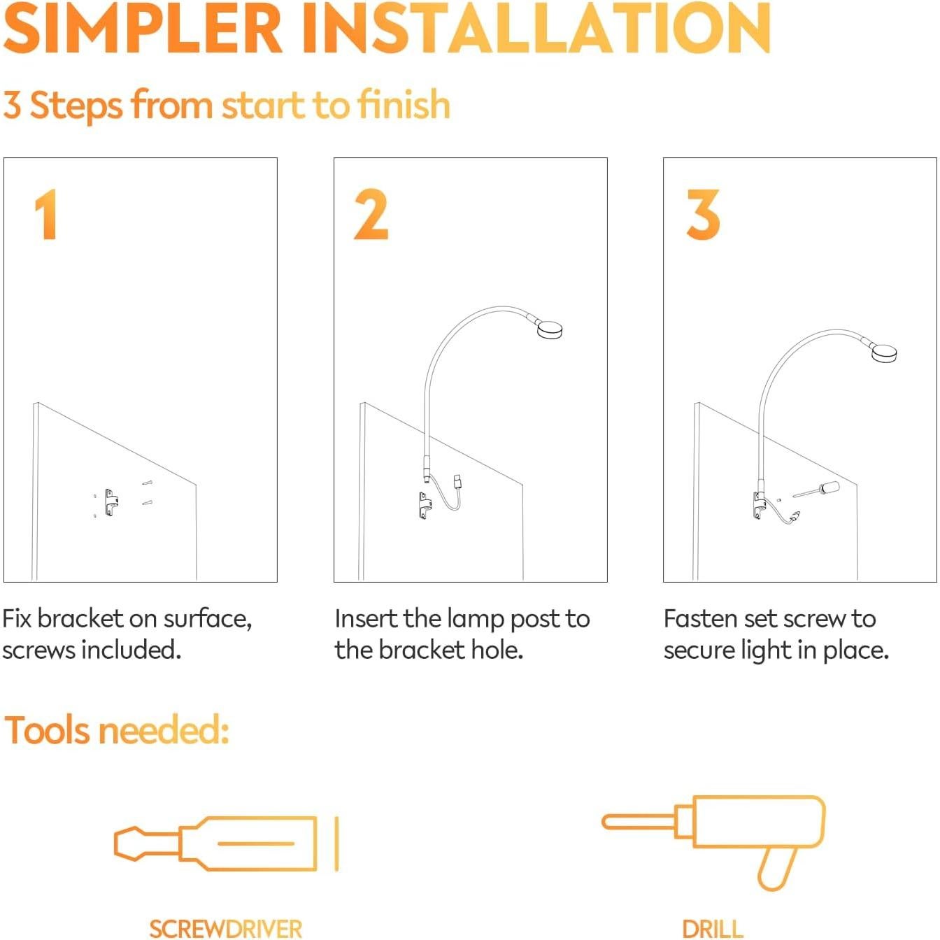 Lámpara de Lectura LED Acegoo Minimalista Montada en Pared 21 cm