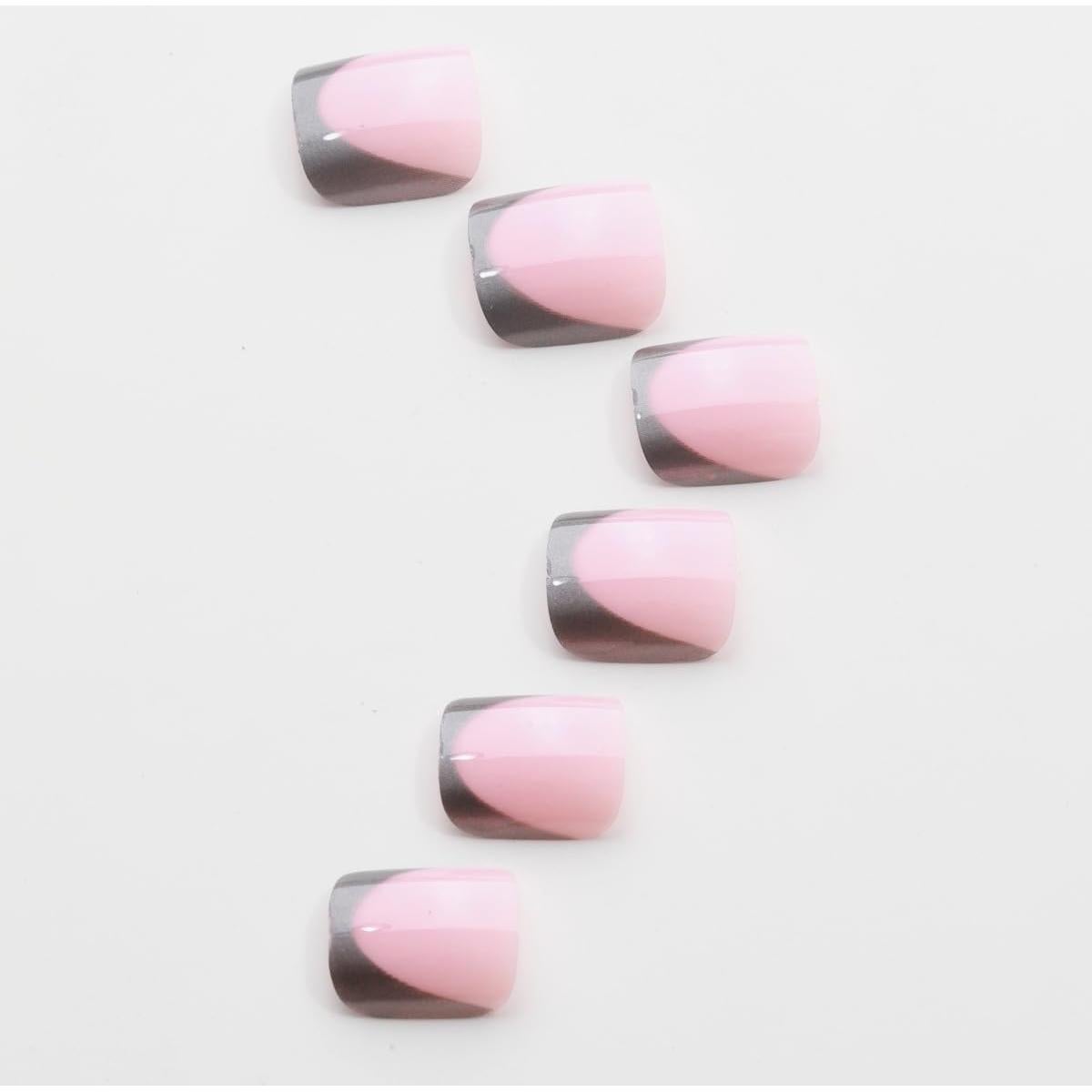 Uñas Postizas Cortas Genéricas Punta Francesa Plateada 24 Pzas