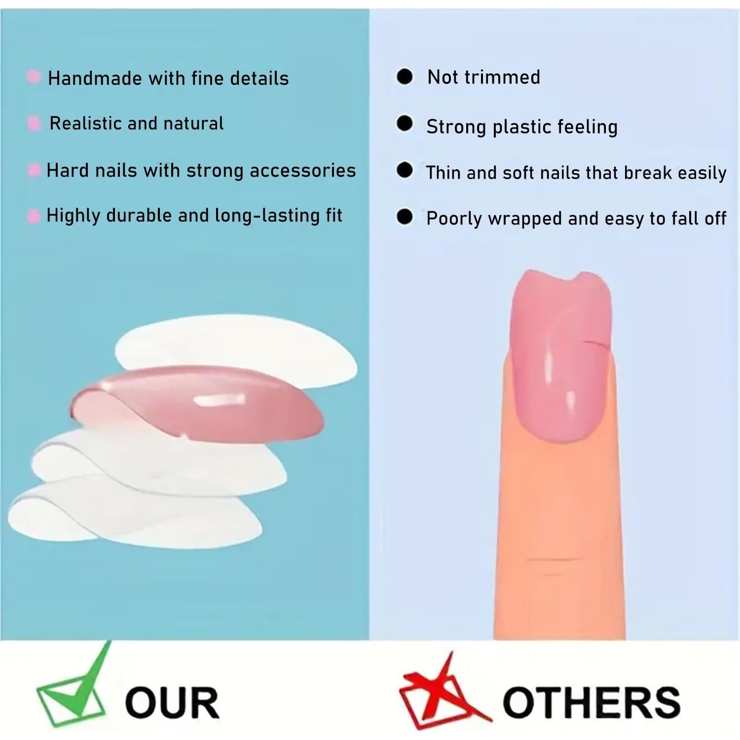 Uñas Postizas Cortas Genéricas Punta Francesa Plateada 24 Pzas