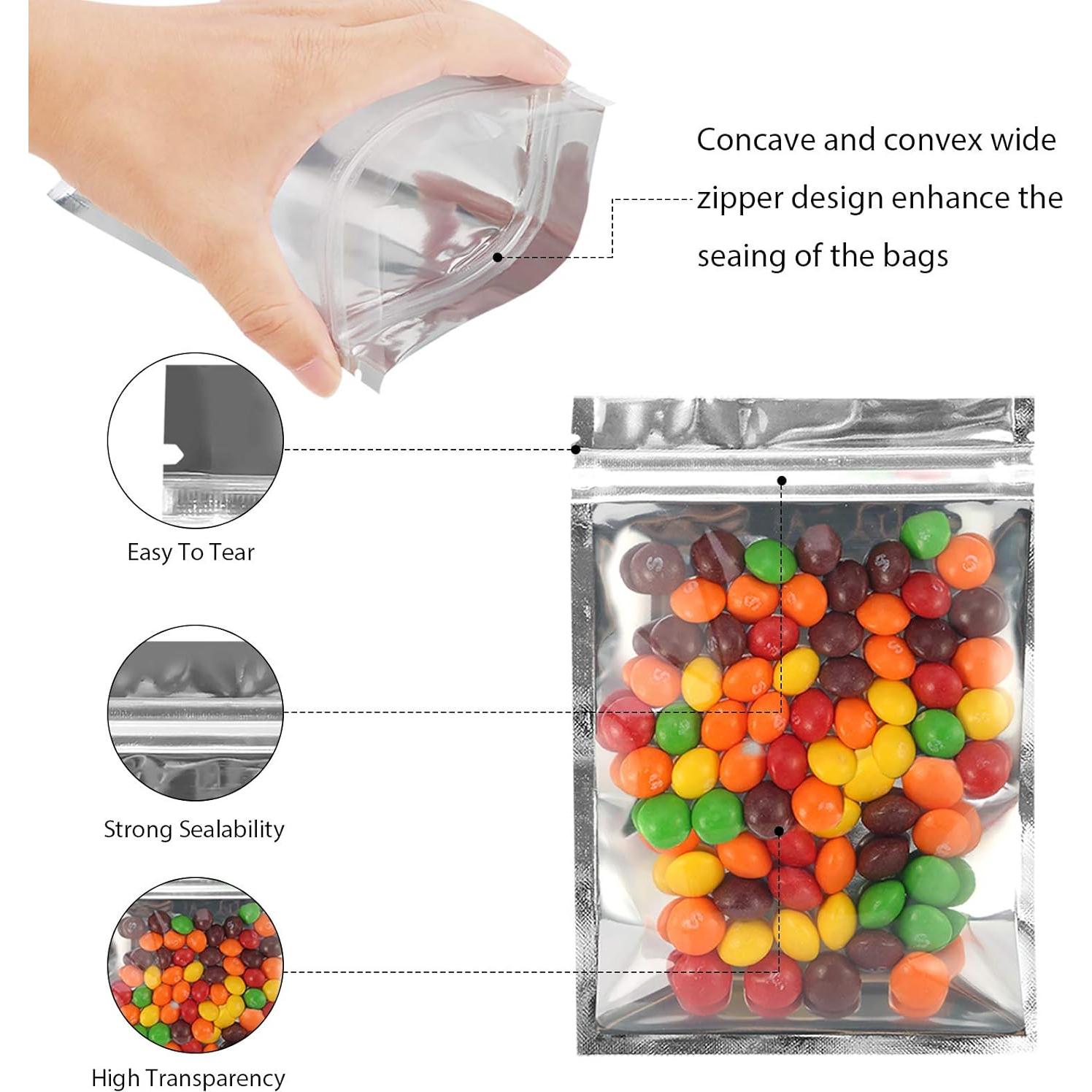 Bolsas Mylar Reutilizables MALENOO 100 Pcs 6x10 cm A Prueba de Olores