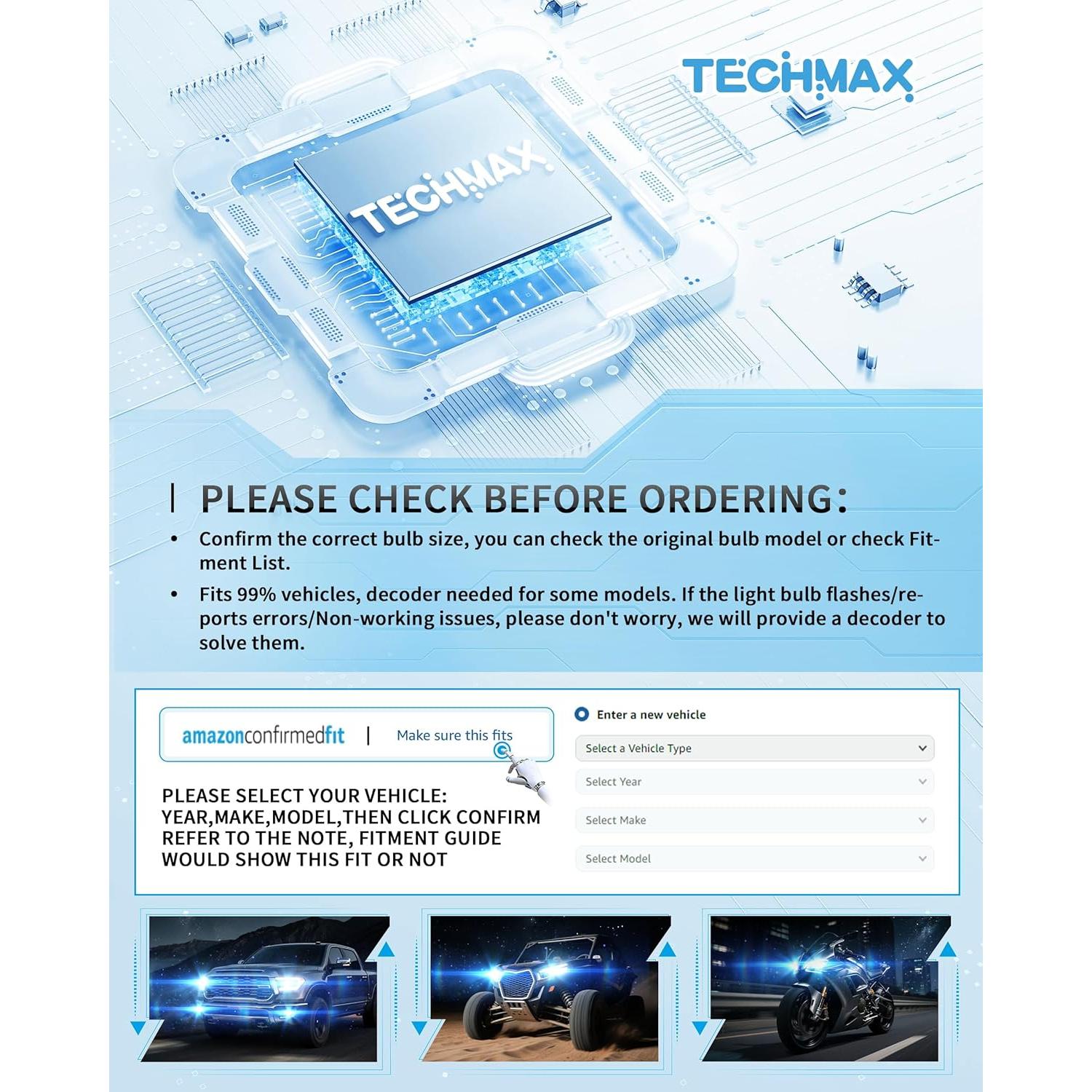 Bombillas de Luz de Niebla TECHMAX 9006 600% Brillantes 6500K