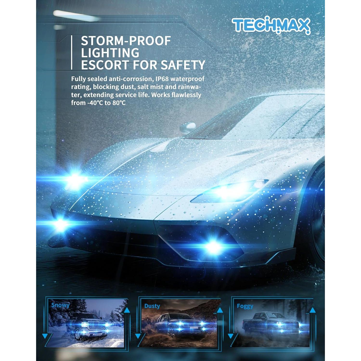 Bombillas de Luz de Niebla TECHMAX 9006 600% Brillantes 6500K