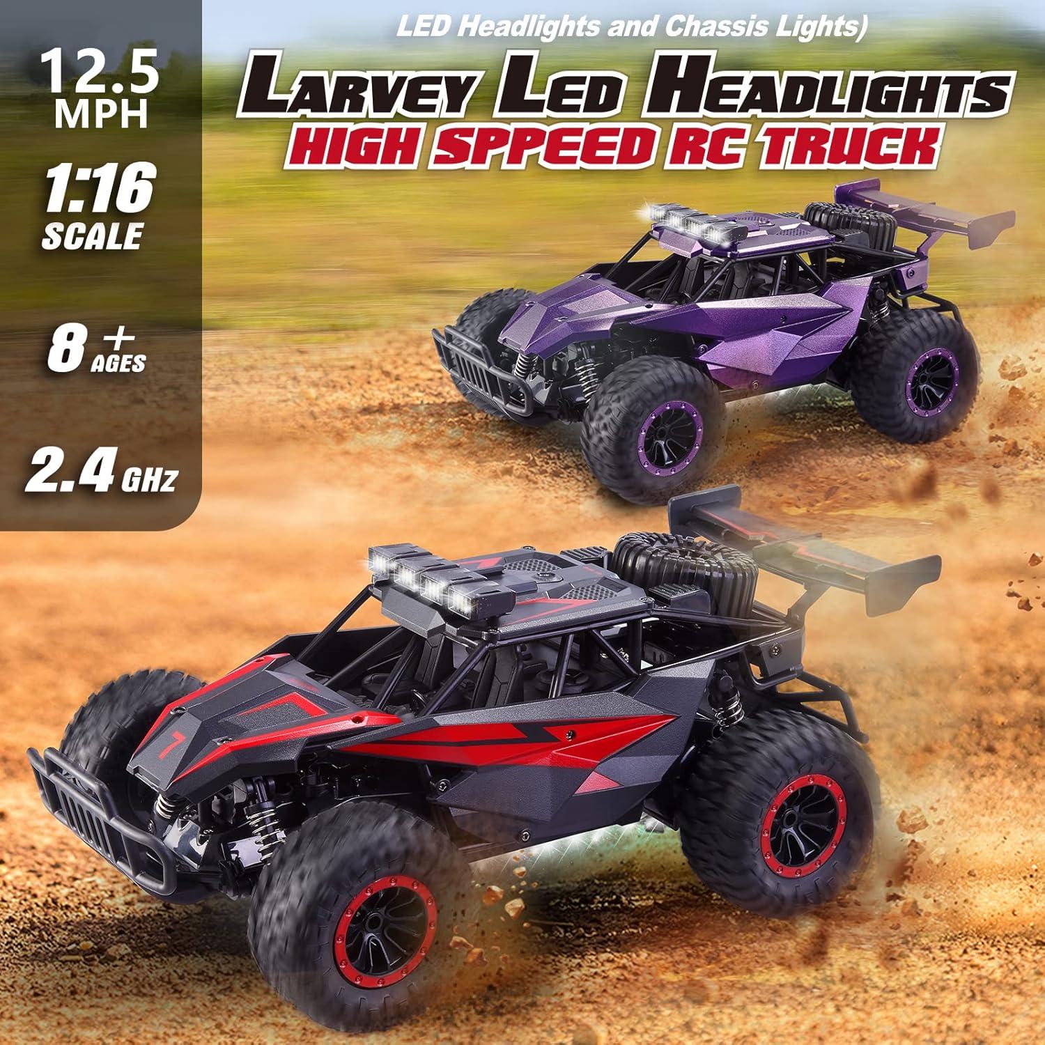 Coche RC LARVEY 1:16 Monstruo 20 Km/h LED Rojo