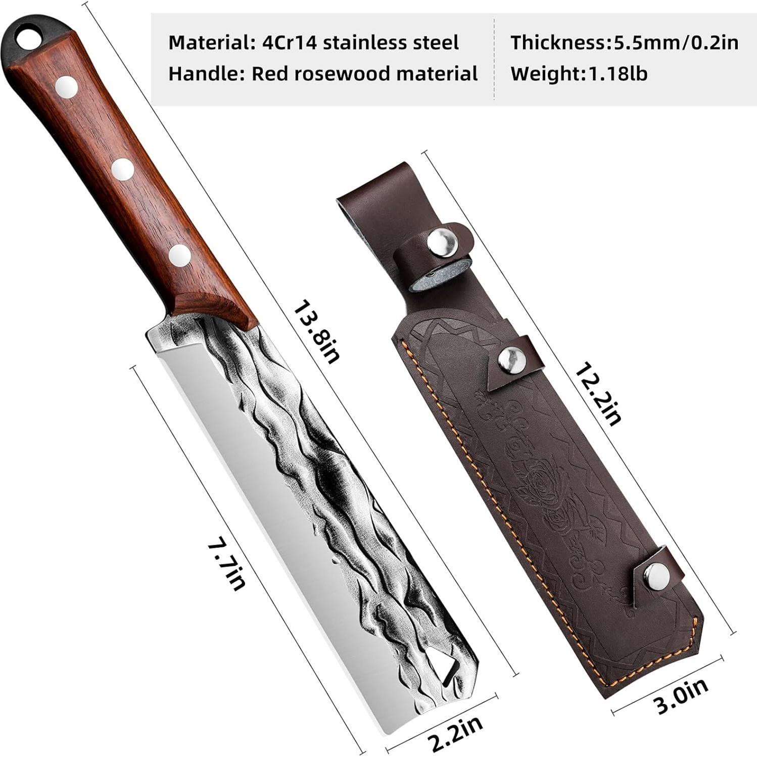 Machete de Supervivencia VARLEA con Funda 19.6 cm Acero Inoxidable