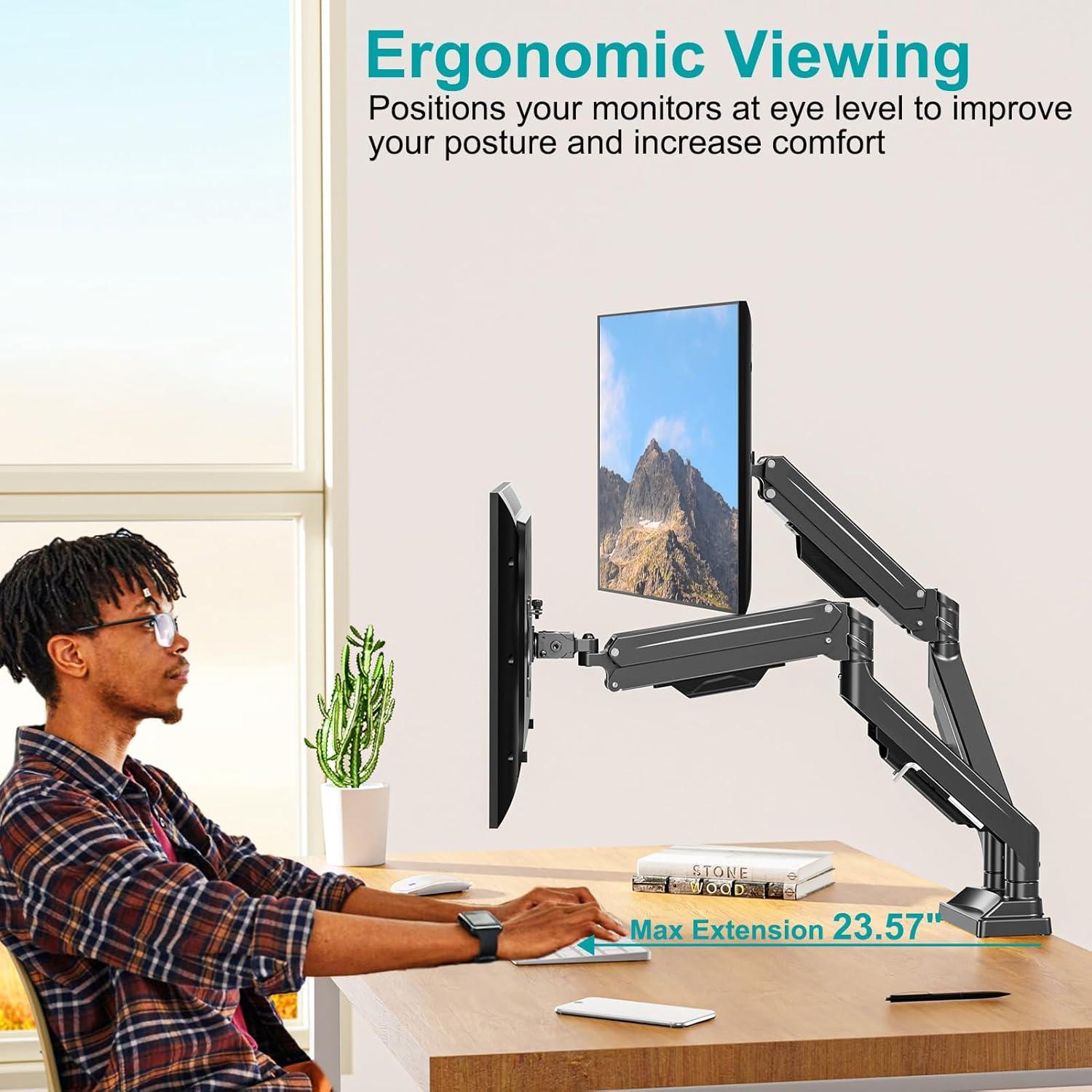 Soporte Doble para Monitores MOUNT PRO hasta 109cm Negro