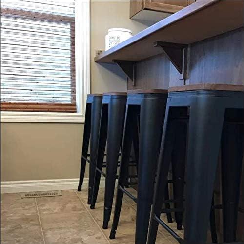 Taburetes de Bar Apilables Yongchuang 60 cm Metal y Madera Set de 4