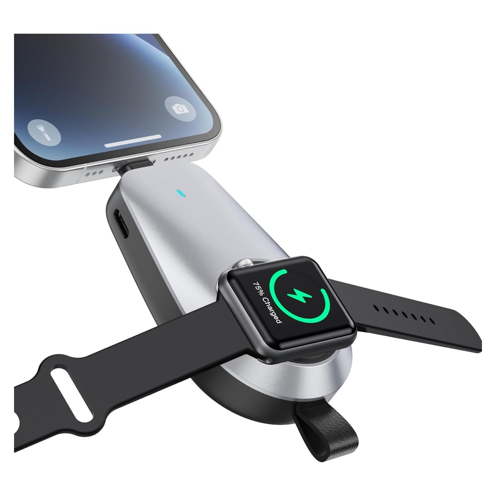 Cargador Inalámbrico Portátil Mini 1600mAh para Apple Watch y iPhone