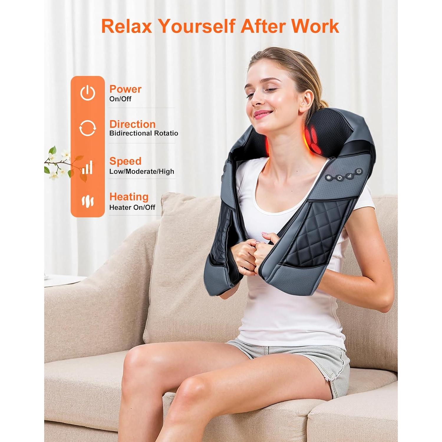 Masajeador Eléctrico Shiatsu Cuello y Espalda con Calor - Ceamorfco