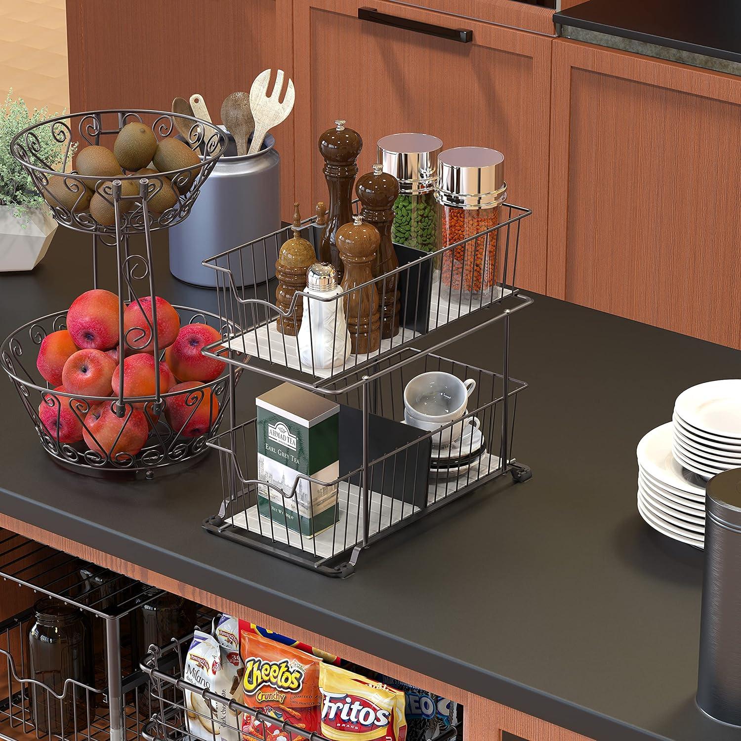 Organizador de Cajones SimpleHouseware 2 Niveles Metal Bronce