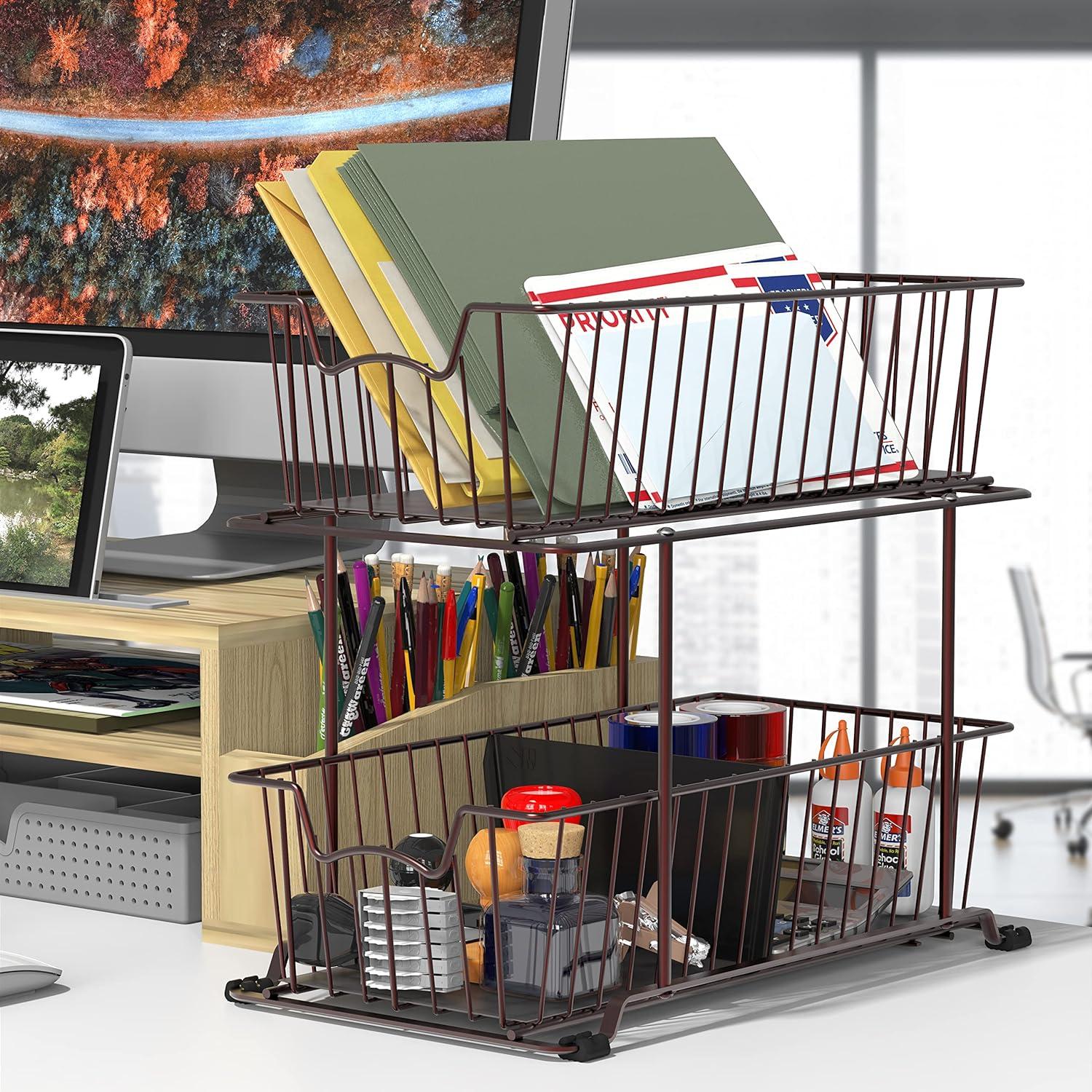 Organizador de Cajones SimpleHouseware 2 Niveles Metal Bronce