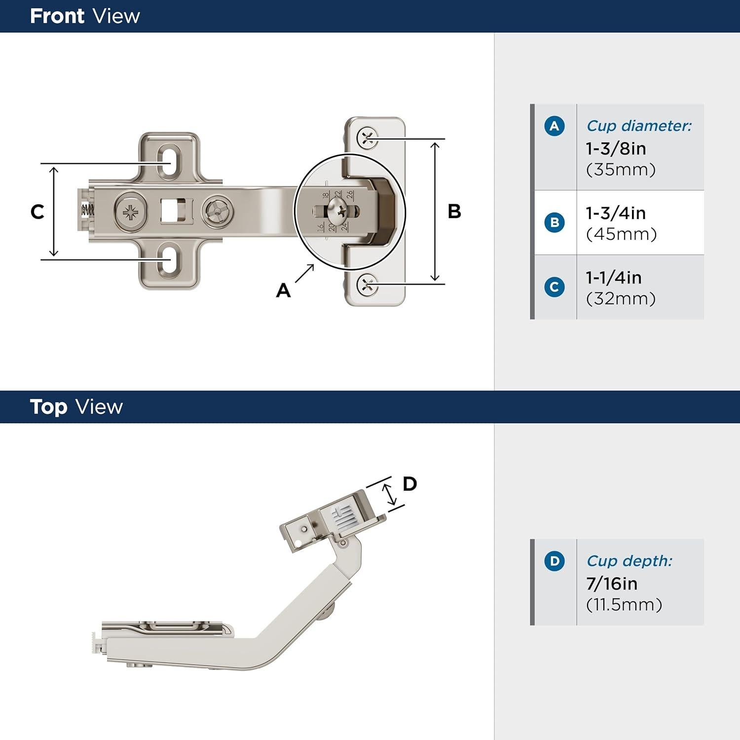 Bisagra Oculta Bi-Fold 135 Grados Amerock BP9241SLBI Níquel