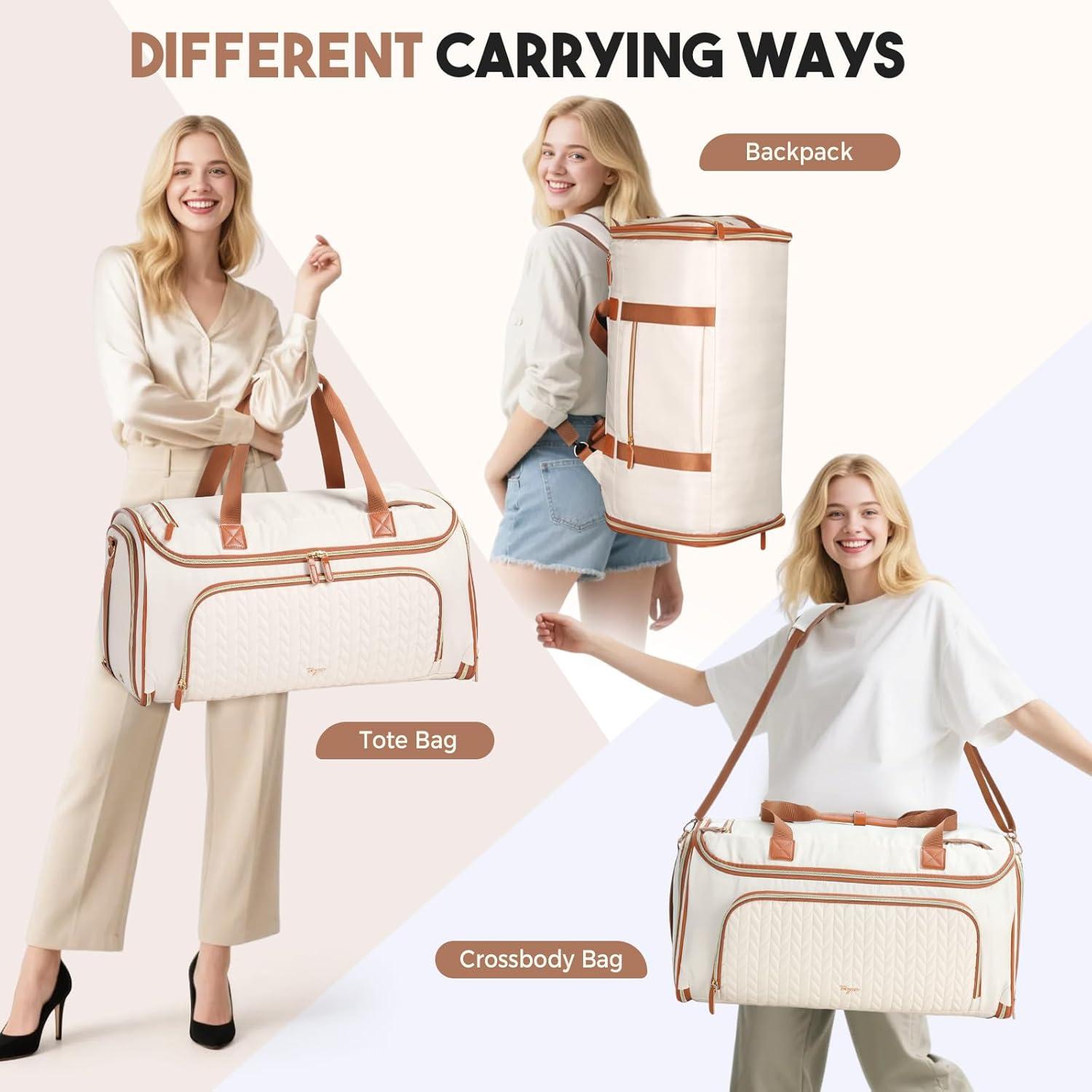 Bolsa Duffle Convertible 4 en 1 para Mujeres - Albaricoque