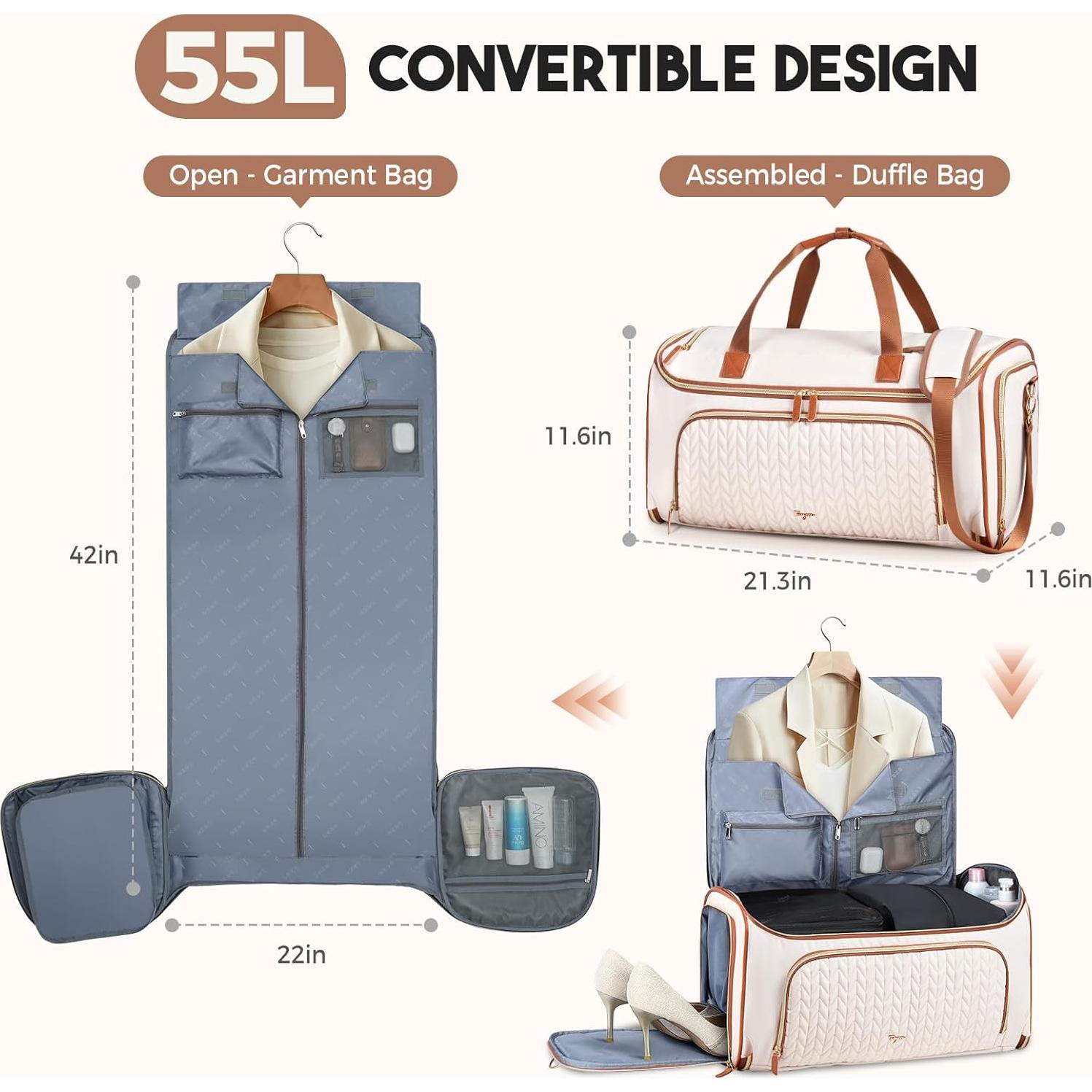 Bolsa Duffle Convertible 4 en 1 para Mujeres - Albaricoque