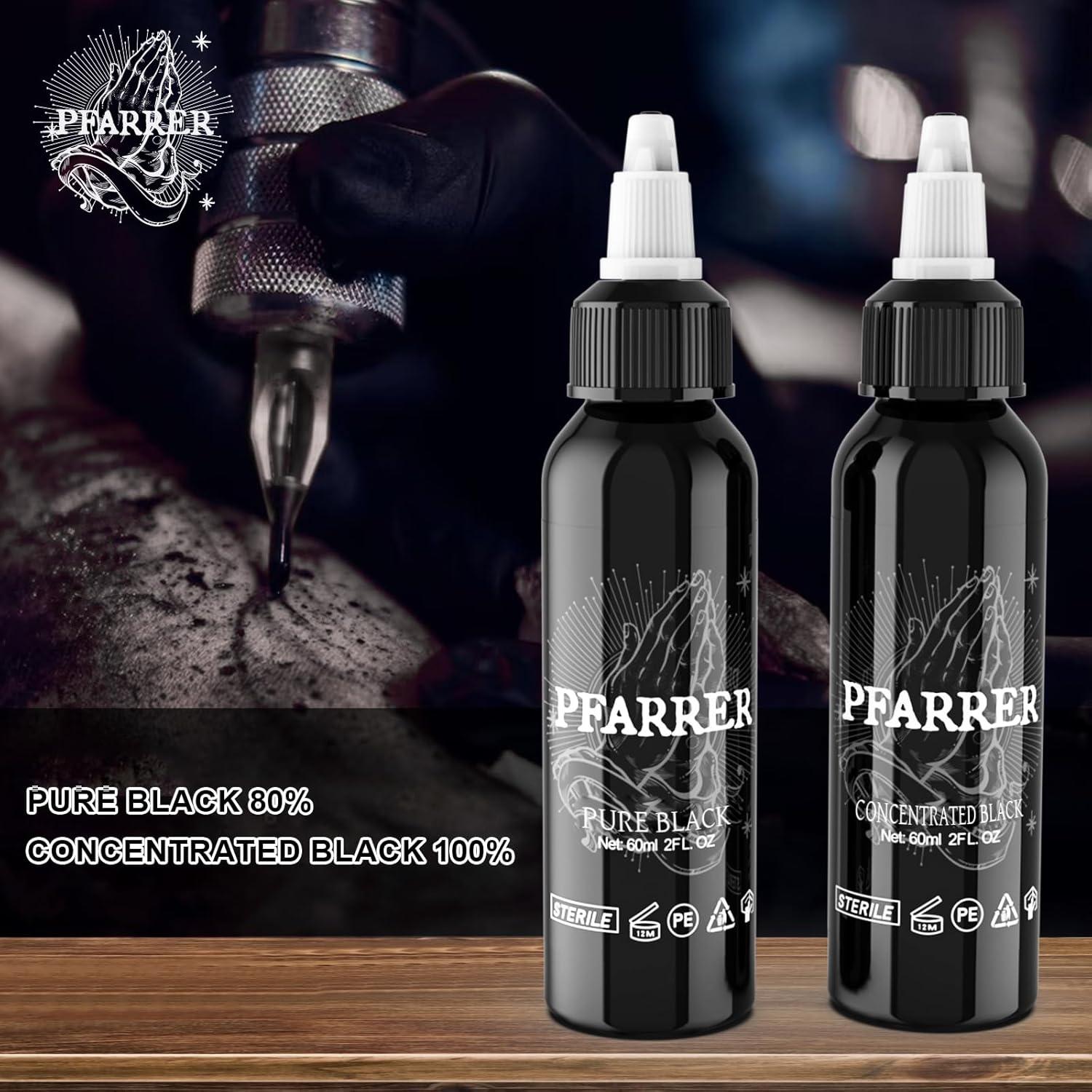 Tinta de Tatuaje Negra PFARRER 60ml Vegana Alta Calidad